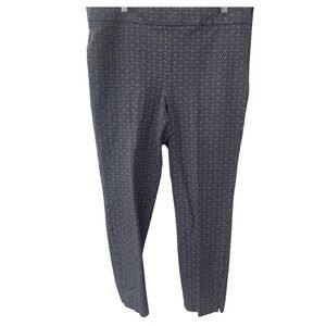 Talbots Chatham Ankle Pant 14P Navy Blue  Polka Dot Side Zip Stretch Trouser